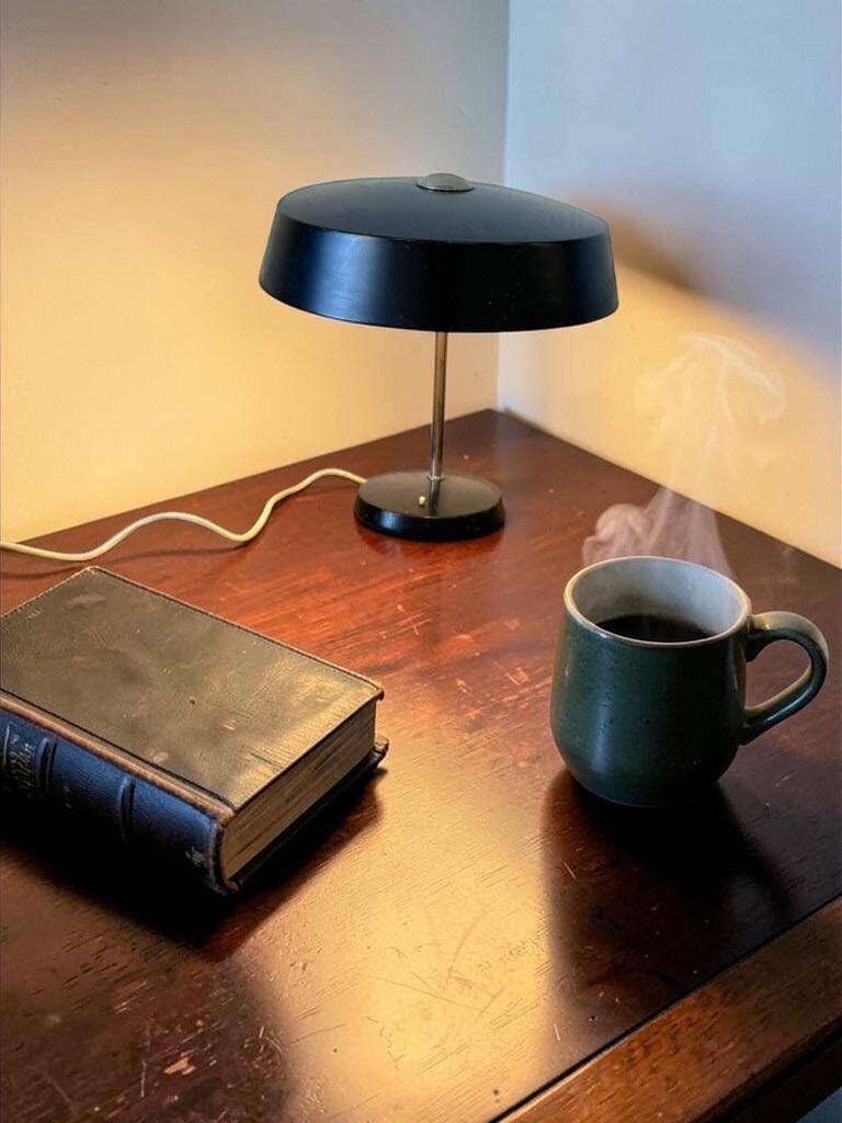 Lampe de table/de bureau vintage noire VEB Narva