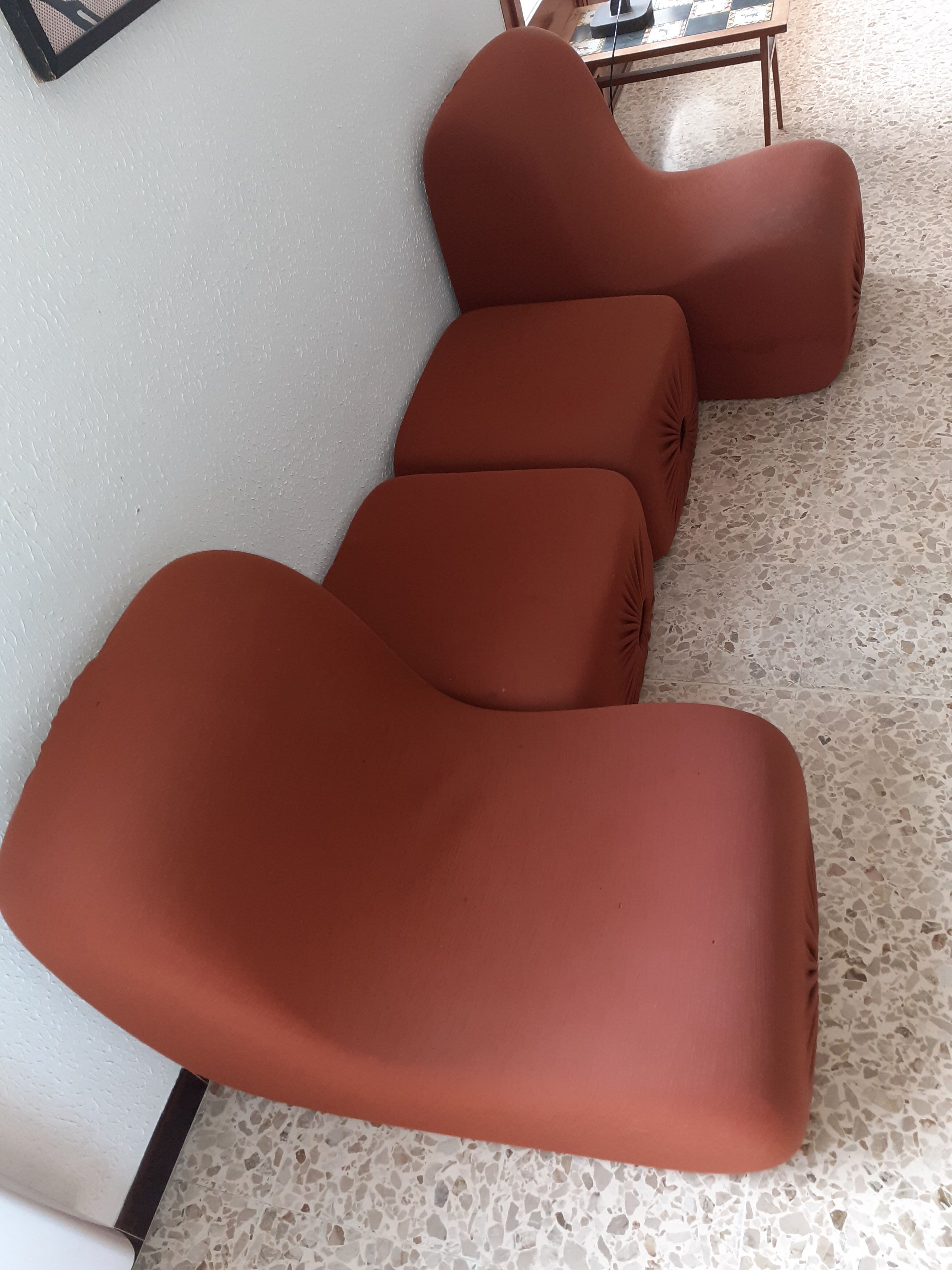 Ensemble 2 chauffeuse et 2 ottomans vintage Pierre Cardin années 1960/70