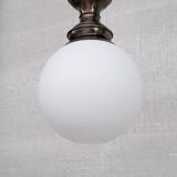 Italian mid-century brass and glass pendant light