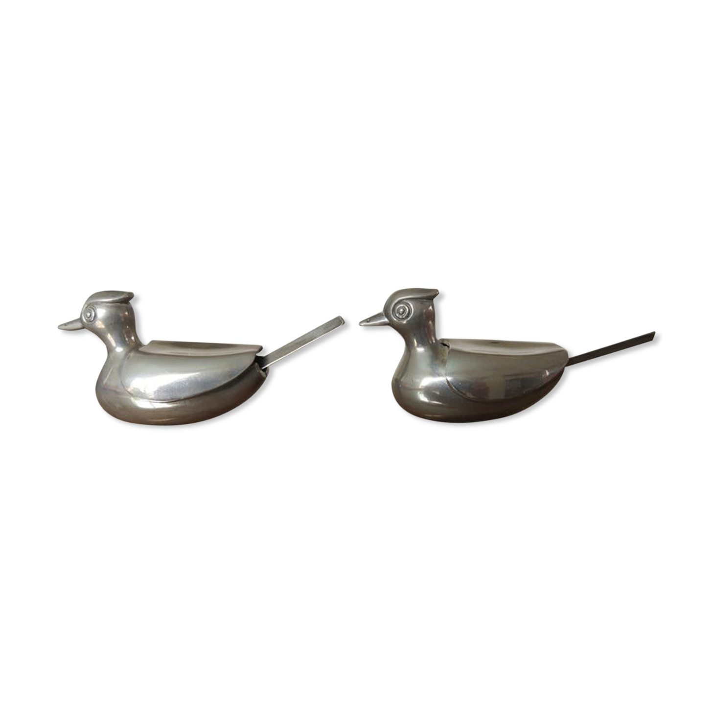 Salt, pepper "duck" silver metal 70s