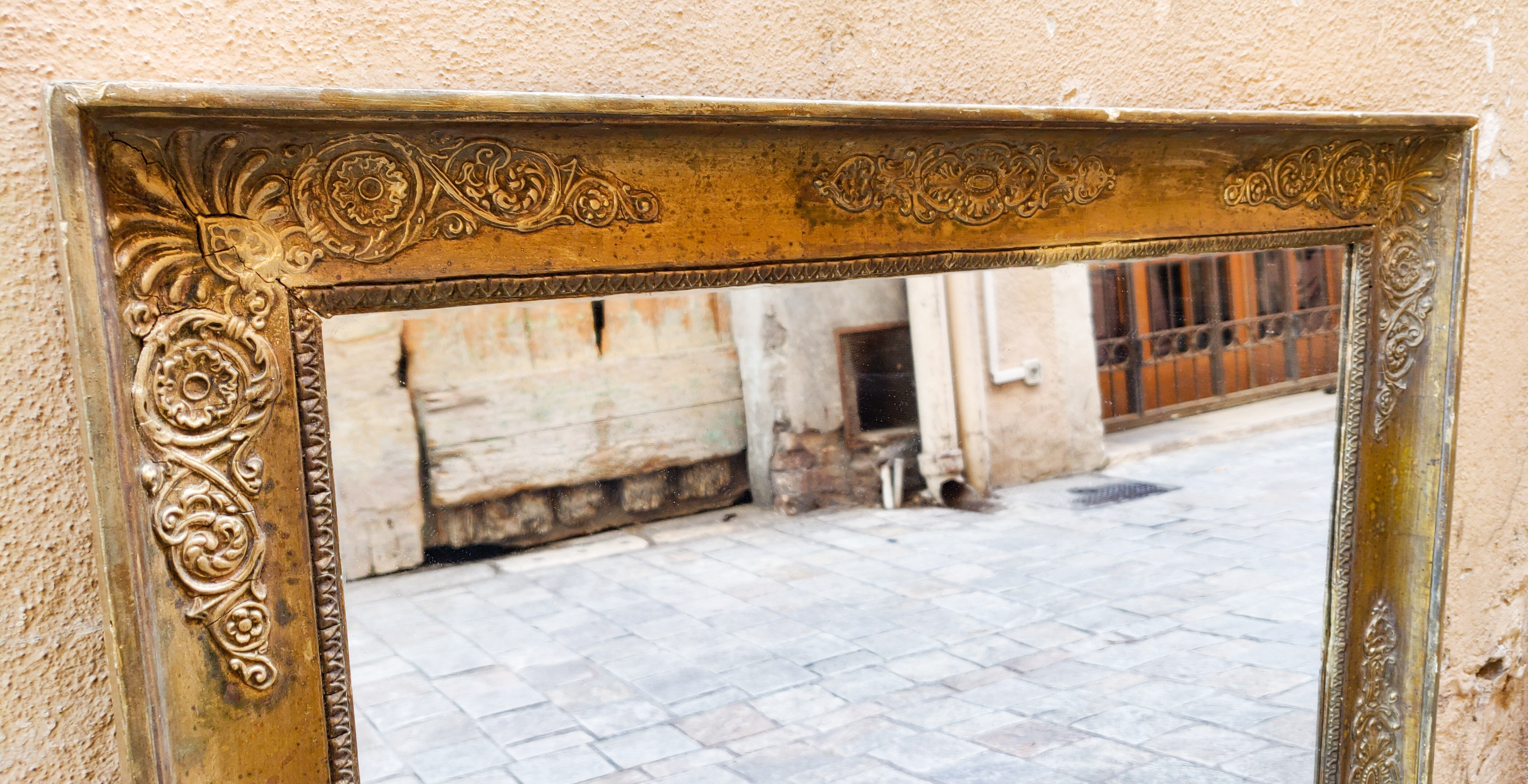 Mirror golden era wood restoration XIX 82.5x68.5cm