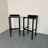 2 tabourets de bar modernistes en bois noir et acier par Ruud Jan Kokke, années 1980
