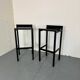 2 tabourets de bar modernistes en bois noir et acier par Ruud Jan Kokke, années 1980