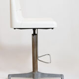 Workshop stool with backrest and footrest from the 60s.
