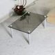 Coffee table cylindrical footings, tray smoked glass, circa 1970