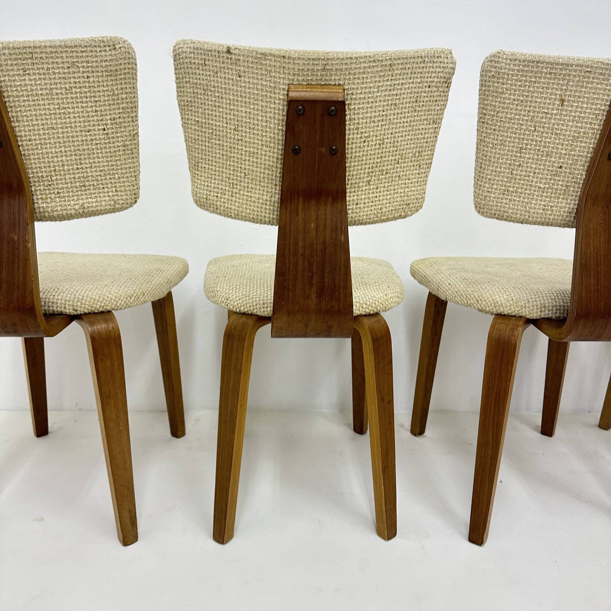 Set of 4 Dutch design by Cor Alons plywood dining chairs , 1960s