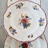 Lot de 6 Assiettes Creuses en Faïence de Sarraguemines Modèle Agreste