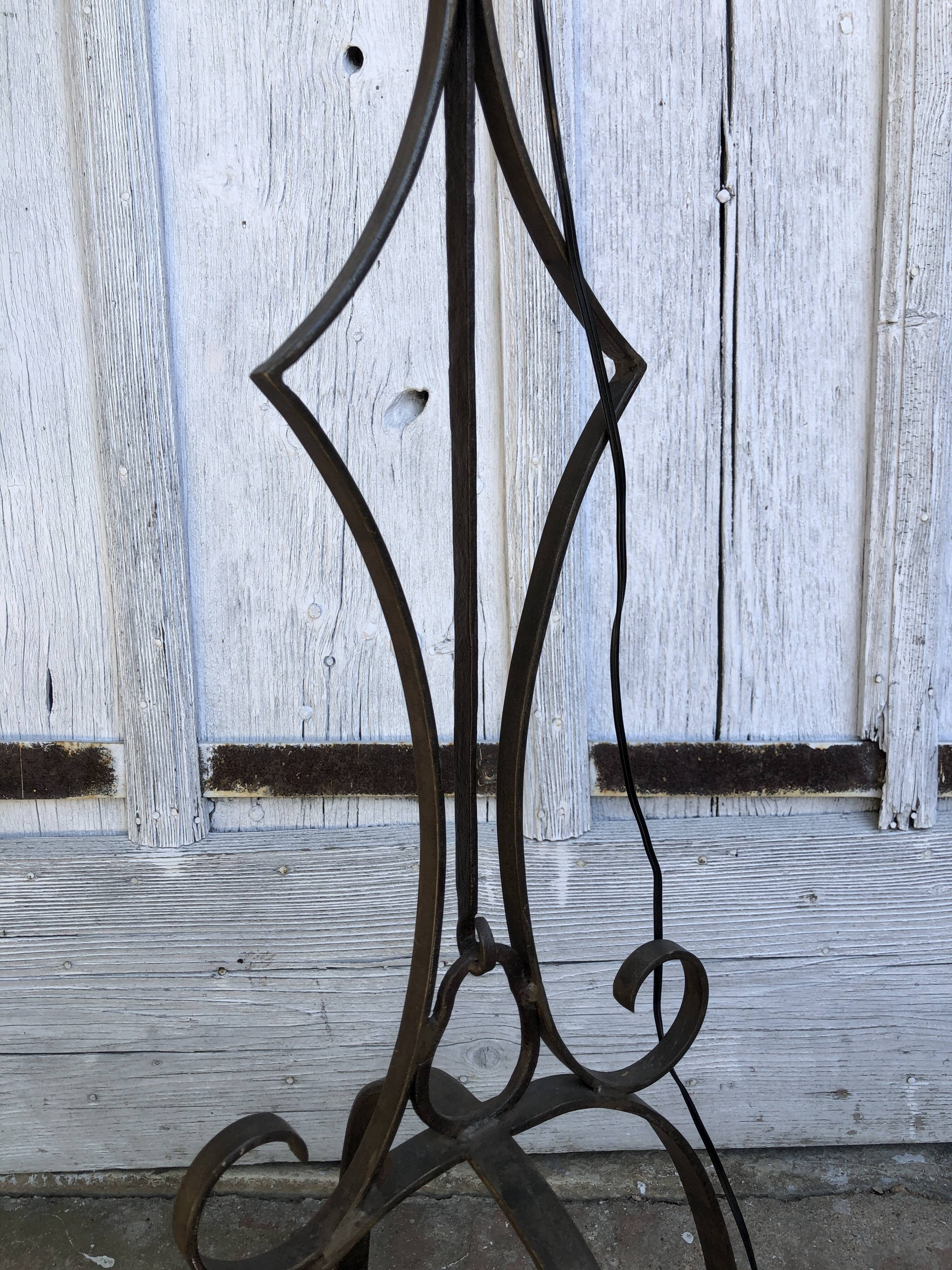 Brutalist wrought iron floor lamp 1970