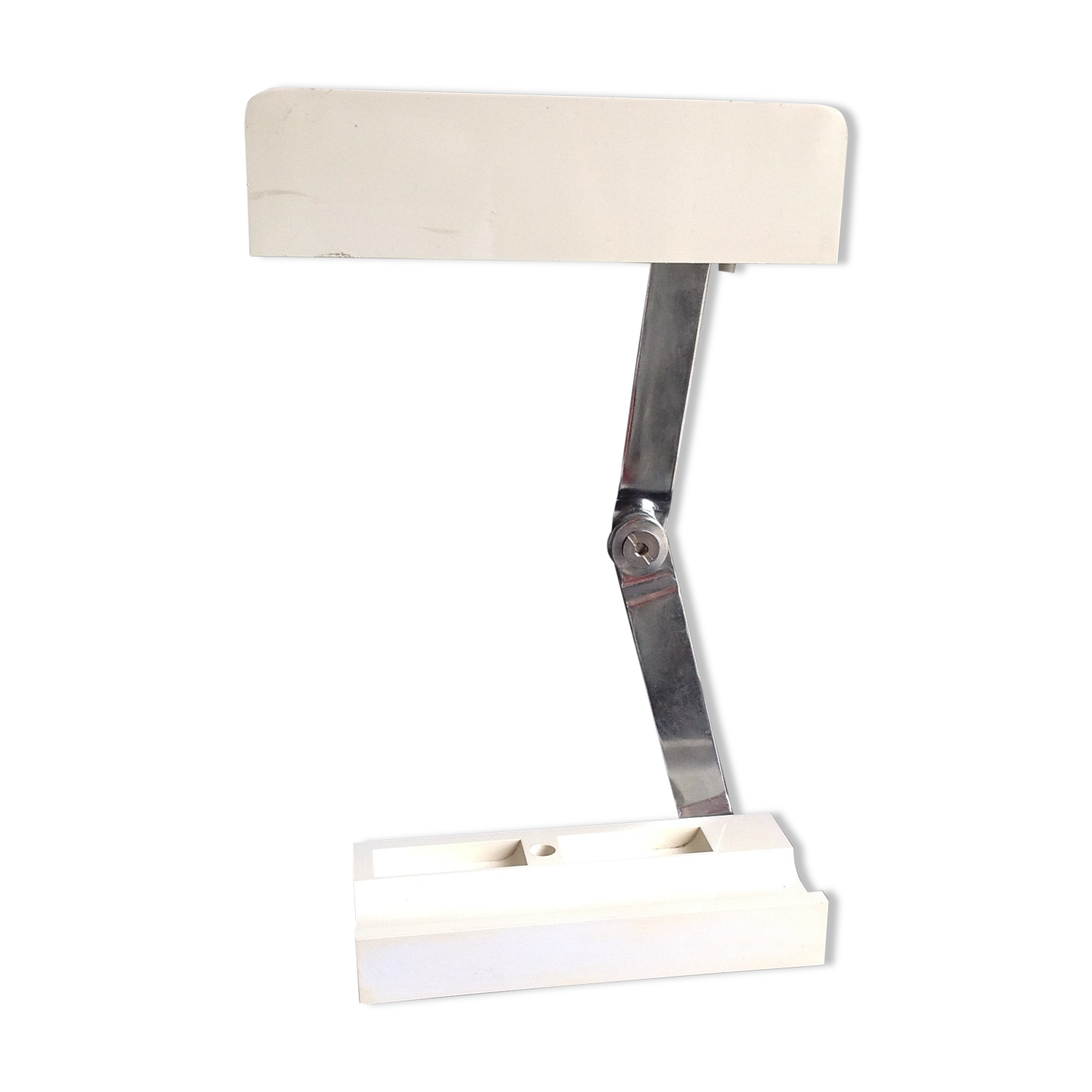 Vintage travel lamp adjustable and folding, 70s; folded it becomes a box.
