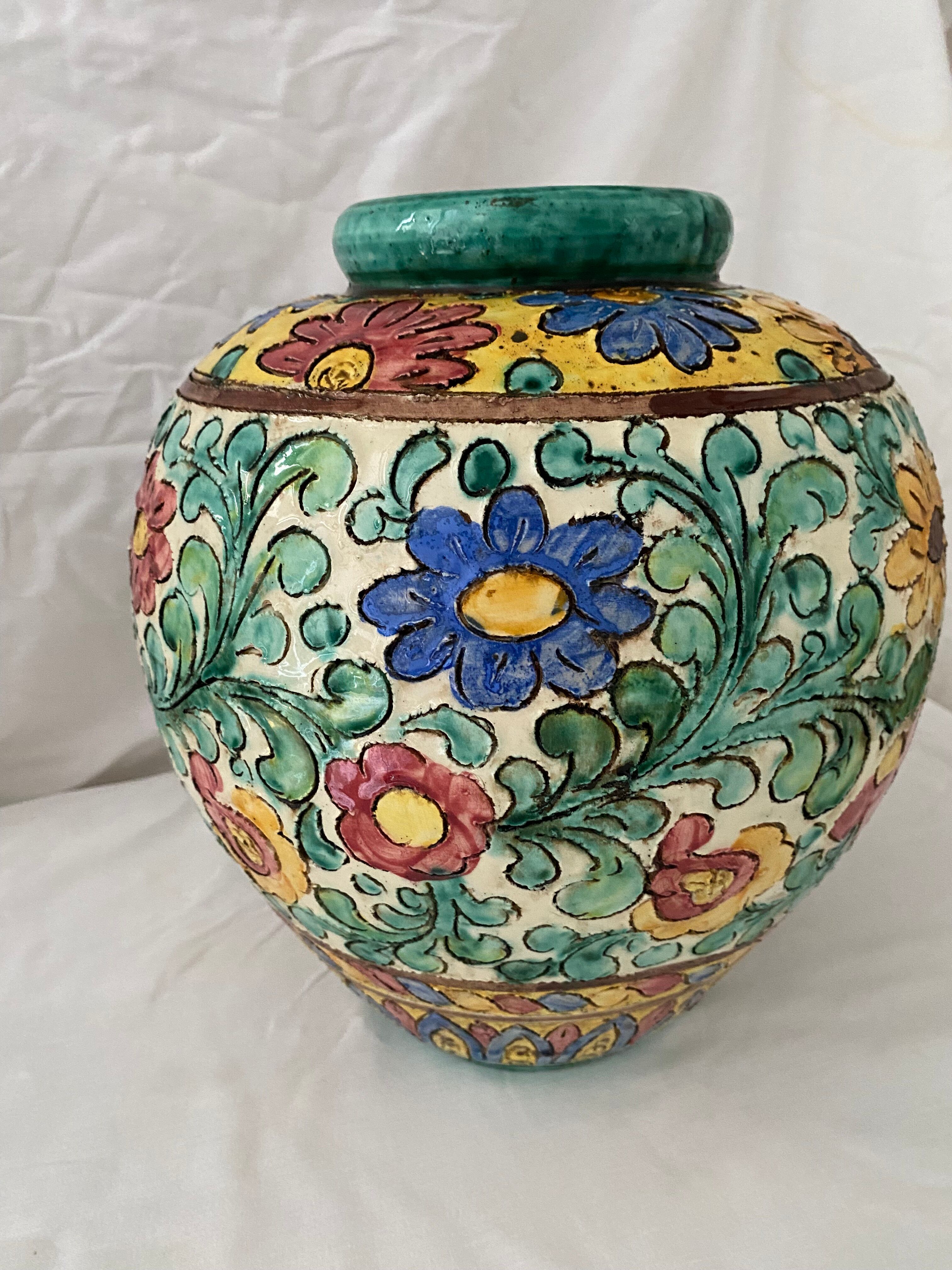 Polychrome floral vase Cerart Monaco