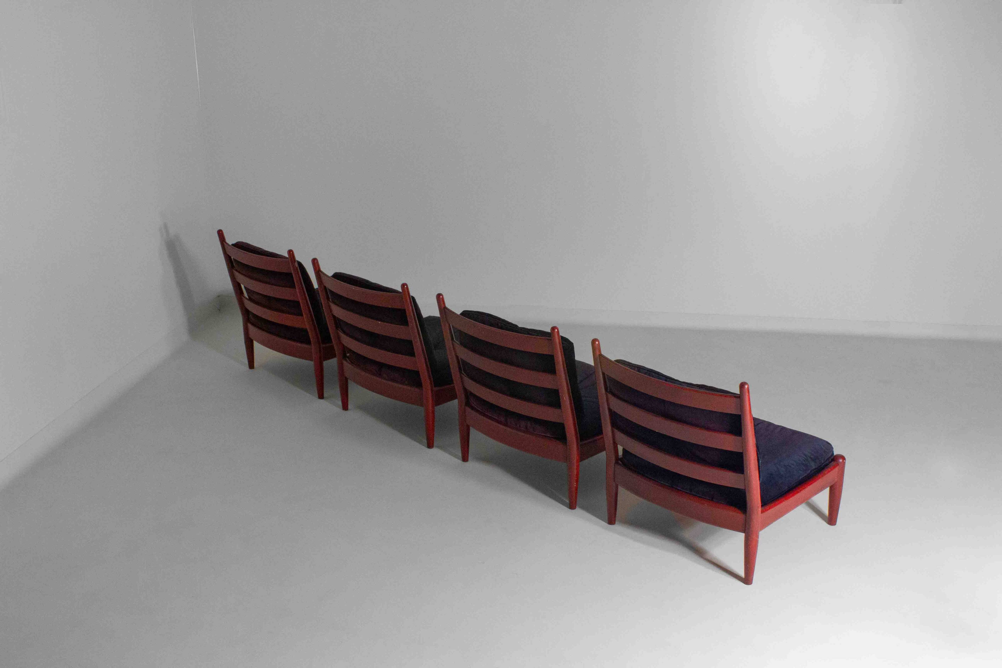 XL set of 8 mid-century lounge chairs, Belgium 1960s