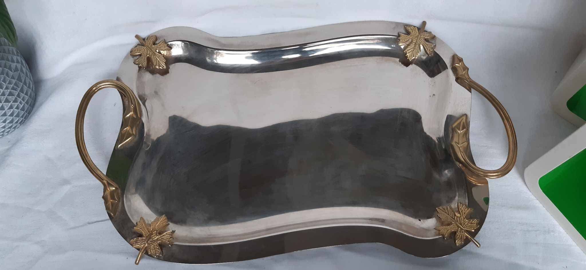silver brass tray retro 1960s