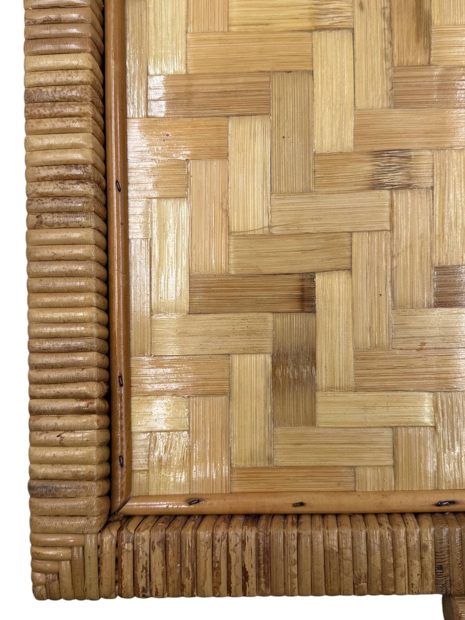 Hollywood regency bamboo and wicker tray, Italy 1970s