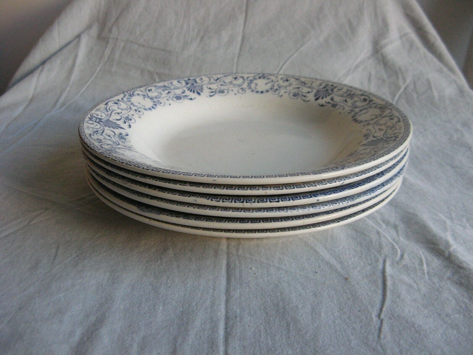 Lot of 6 hollow plates earthenware Creil Montereau décor Marie Louise