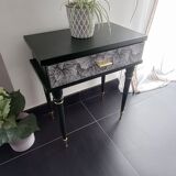 Vintage khaki restyled bedside table with gilding