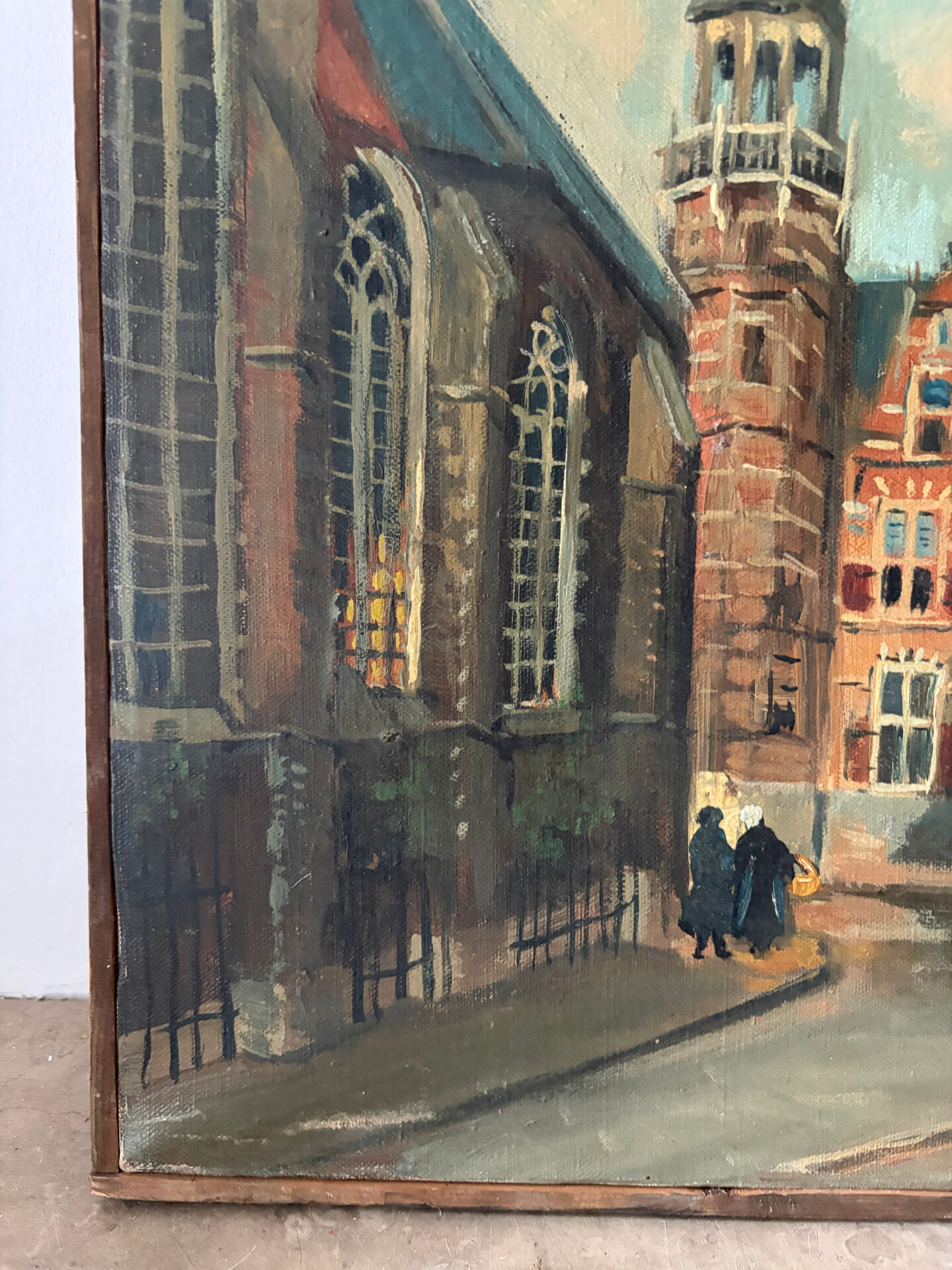 Scene de rue flamande, huile sur toile