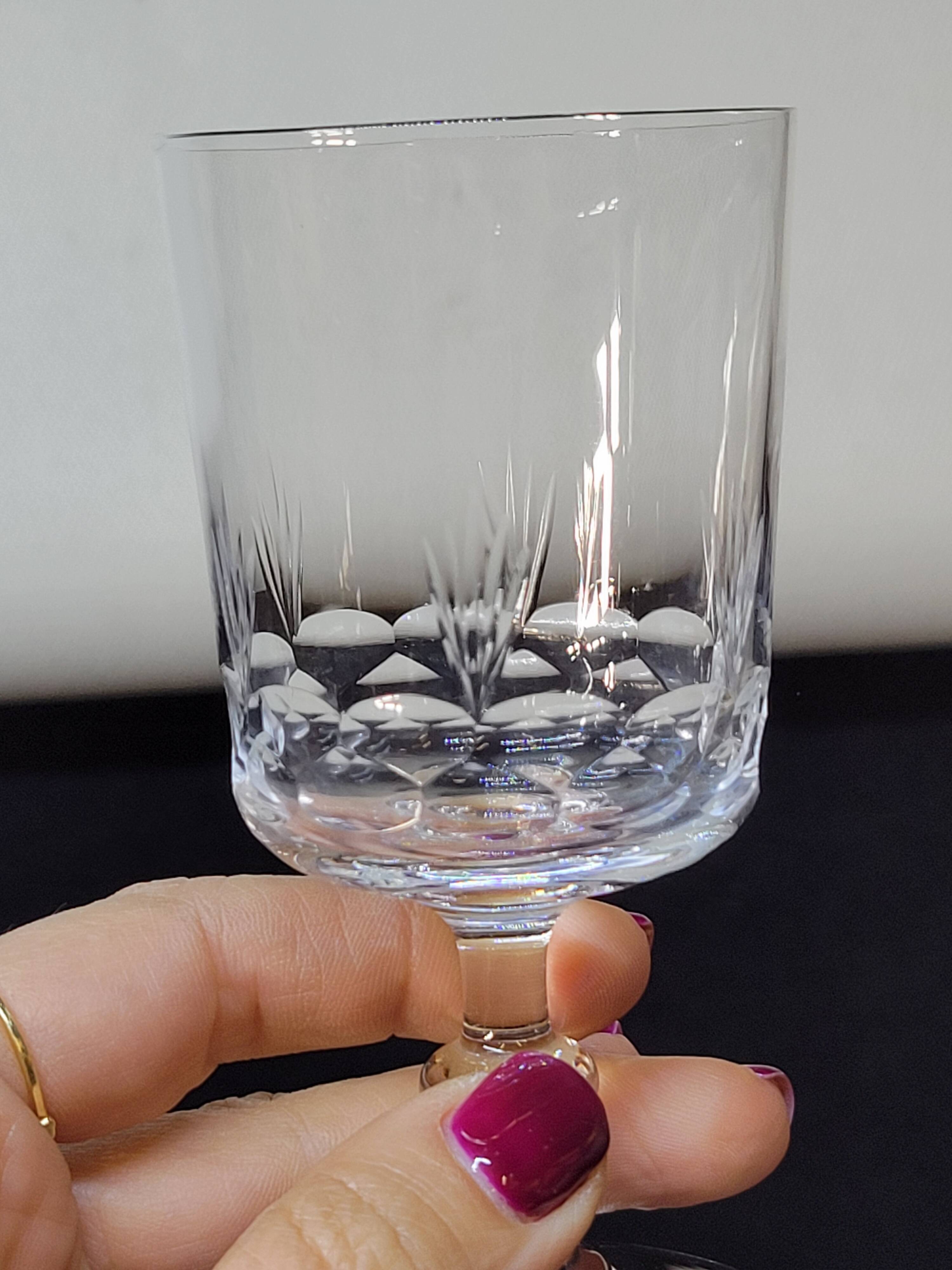 8 antique baccarat crystal wine glasses cut engraved 10742