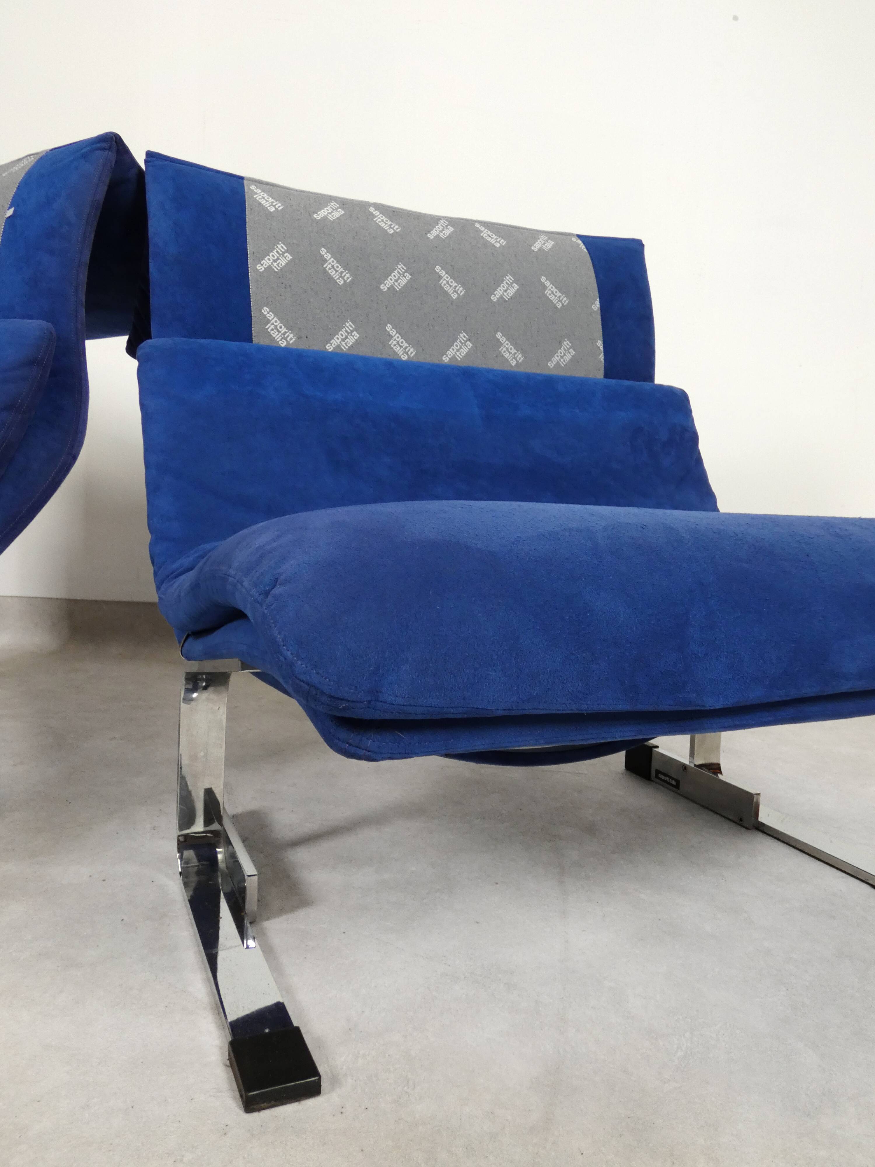 Chaises Saporiti Onda - daim bleu