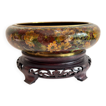 Coupe en émaux cloisonnés sur support bois amovible