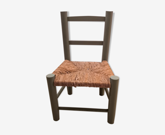 Wooden and straw child chair