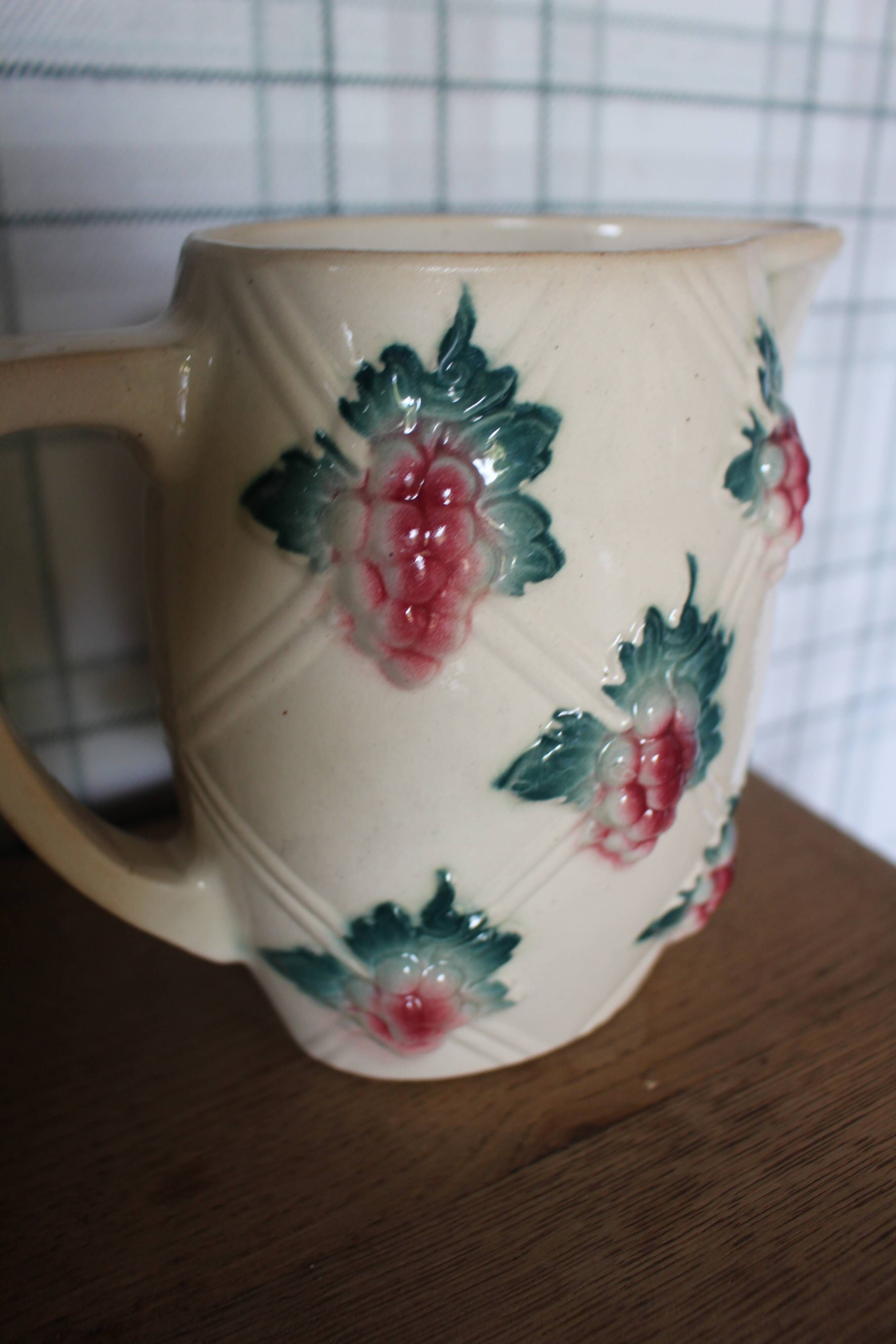 Pichet Earthenware Grapes Vine Leaves Digoin Sarreguemines