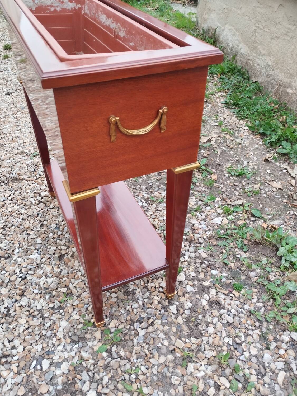 Meuble ancien jardinière en acajou style Louis XVI