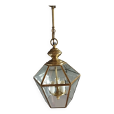 Lanterne suspendue 6 faces verre biseauté et laiton
