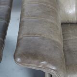 Pair of buffalo leather lounge chair 1970's