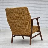 1960s, Danish armchair, furniture wool fabric, teak wood, oak wood.