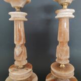 Pair of candlestick candlestick in onyx and brass H28cm TBE