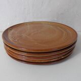 5 vintage signed stoneware flat plates