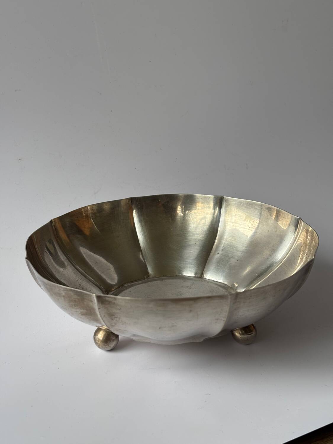 Silver-plated metal bowl