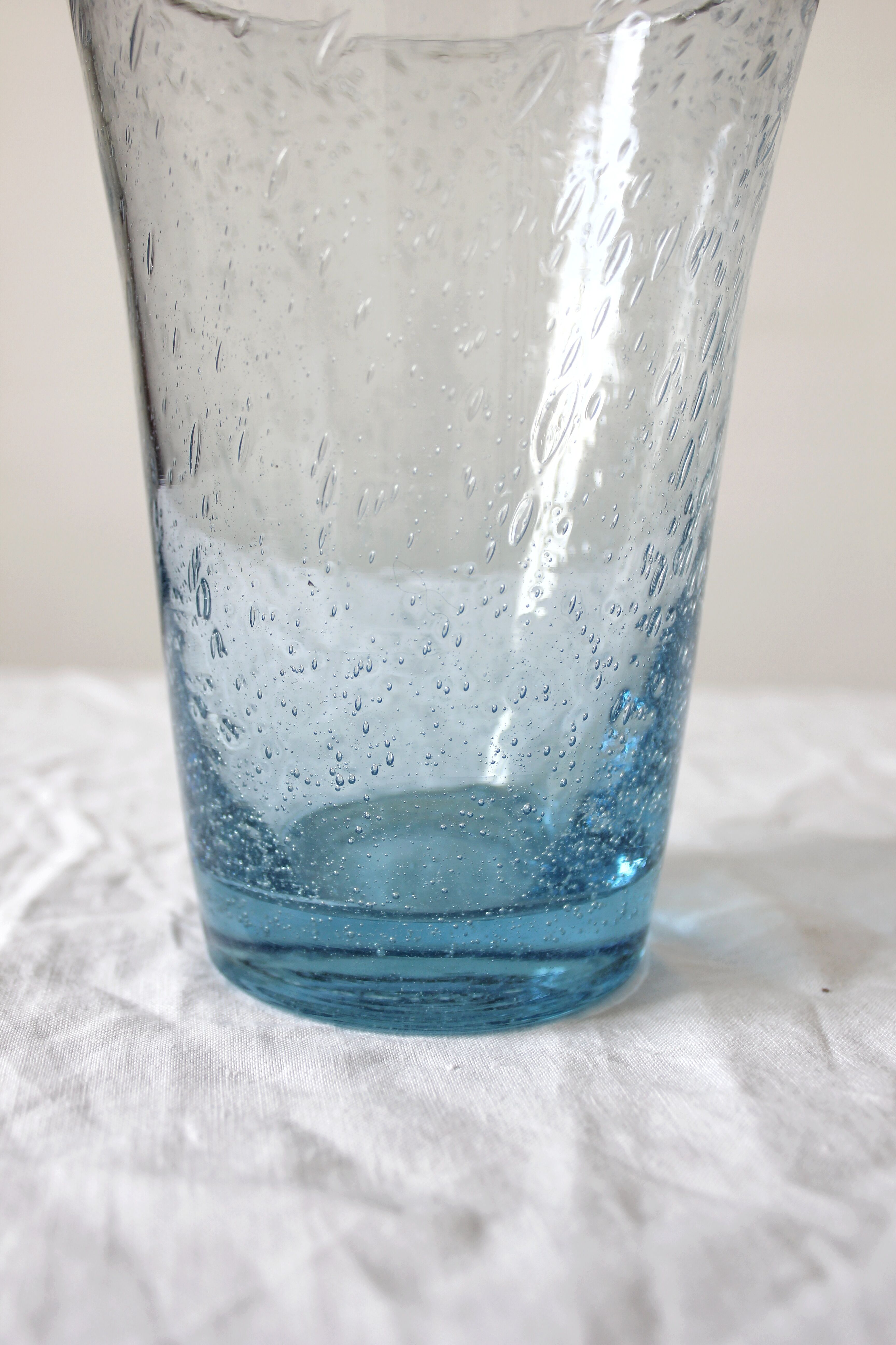 Vintage Biot Light Blue Bubble Blown Glass Vase
