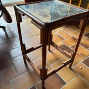Table d’appoint en bambou et verre, années 70