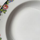 8 Digoin opaque porcelain soup plates with floral pattern "3984" ~