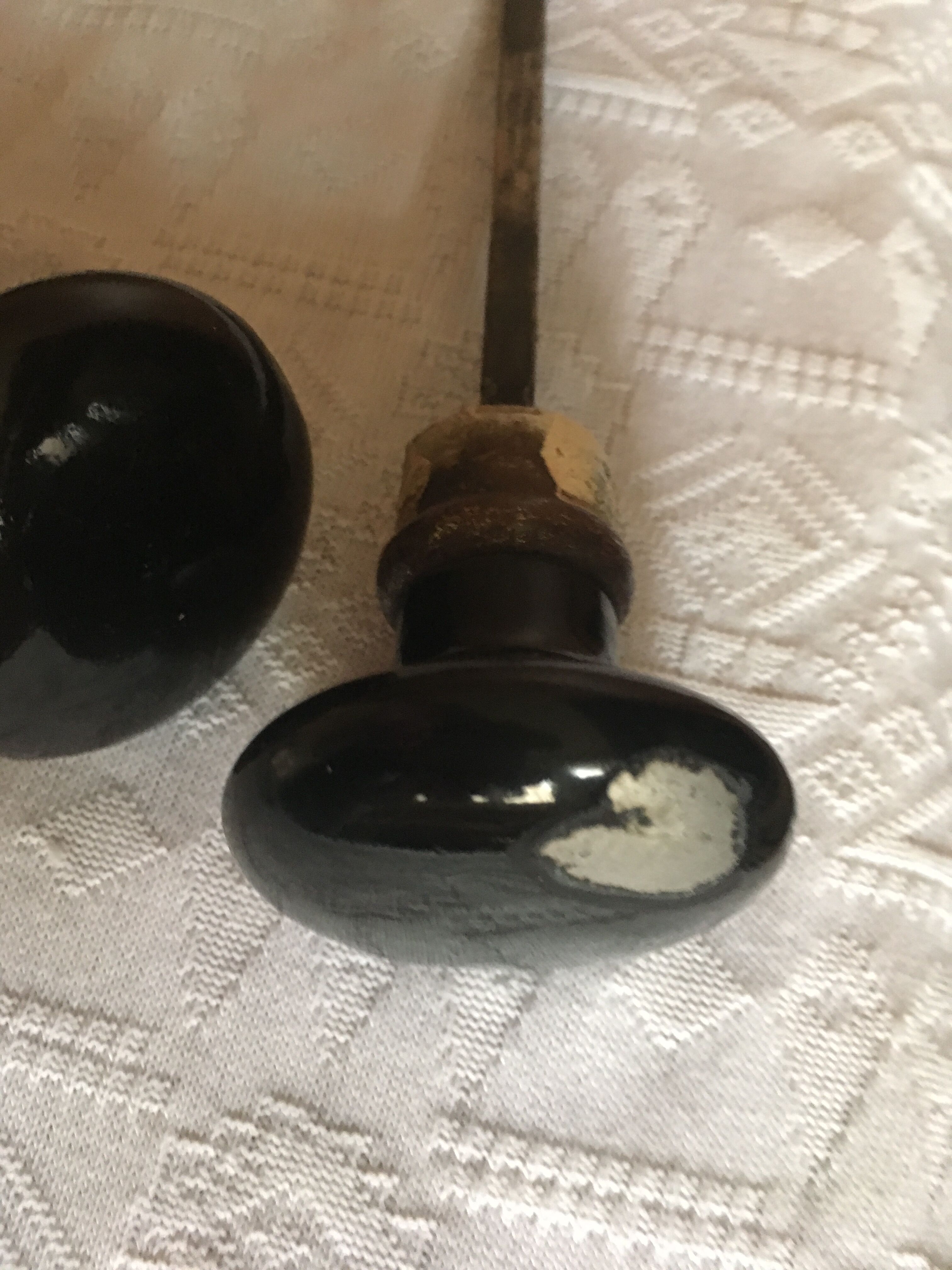 Set of black bakelite door handles