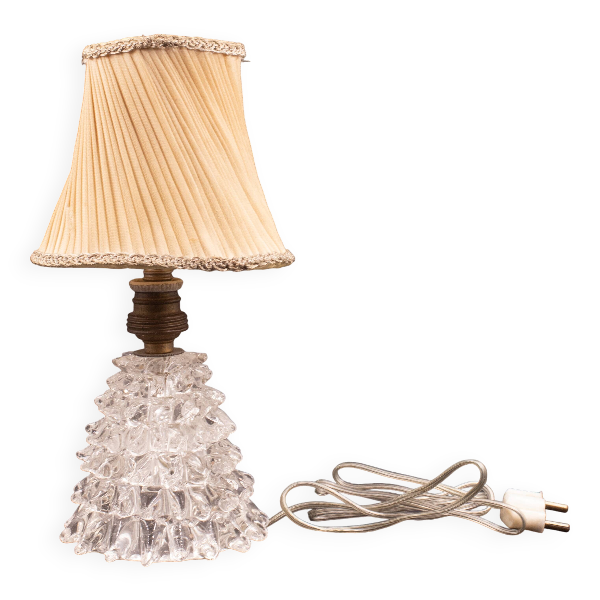 Lampe de table dans un vase en verre de murano rostrato pour barovier & toso, années 1940