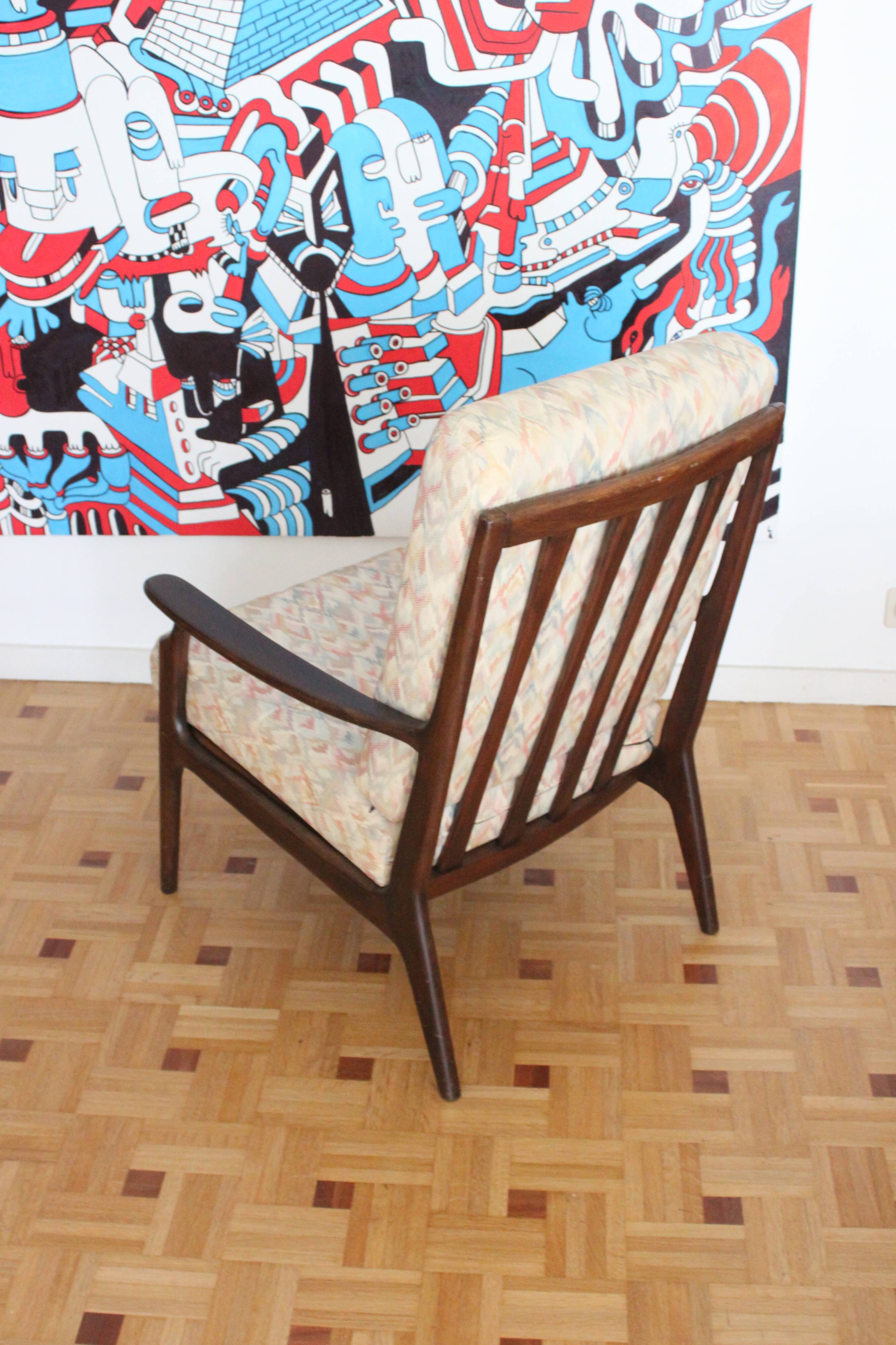 Fauteuil relax vintage en bois de style scandinave, 1950