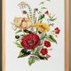 Affiche sur les fleurs de chèvrefeuille, ipomée écarlate et immortelle