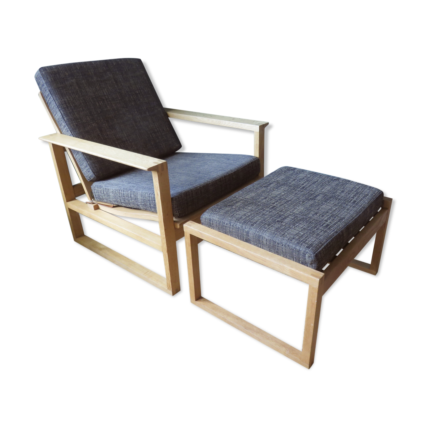 Armchair and ottoman in light oak by Borge Mogensen, Denmark 1965