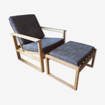 Fauteuil et ottoman en chêne clair de Borge Mogensen, Danemark 1965