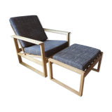 Armchair and ottoman in light oak by Borge Mogensen, Denmark 1965