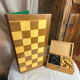 Chess set with wooden board and pieces