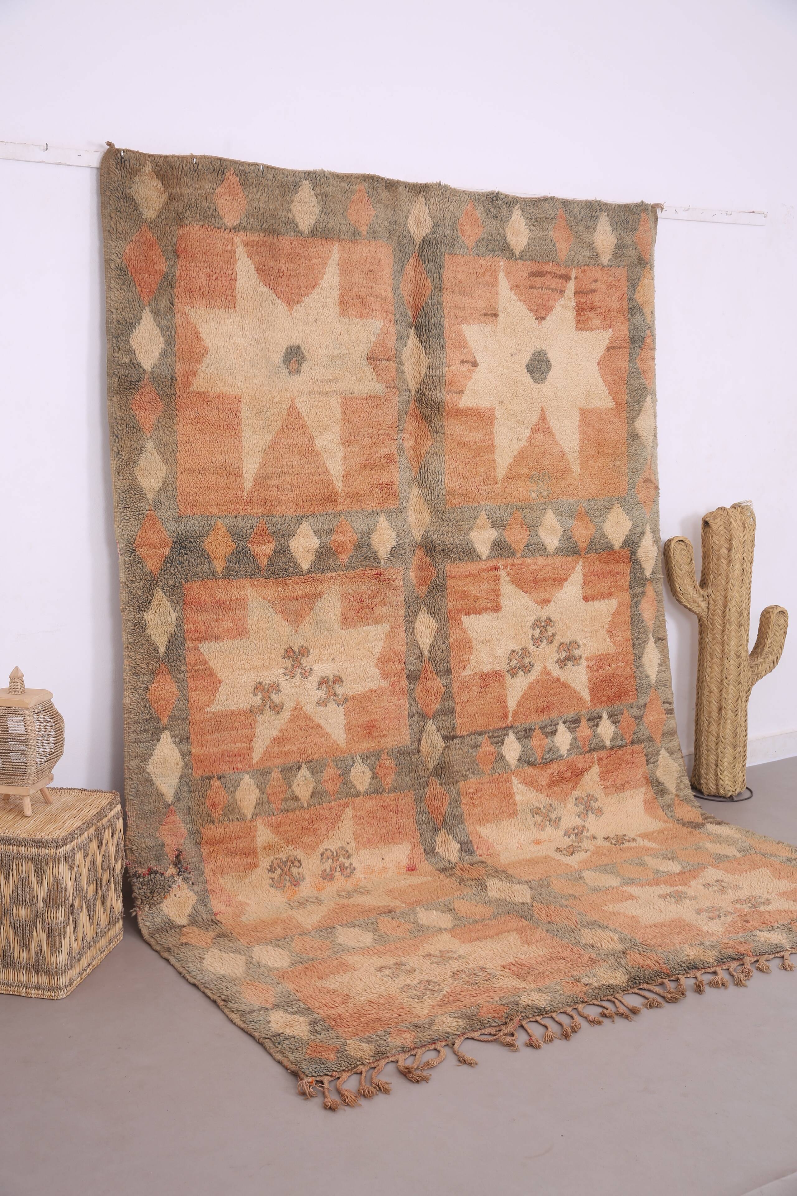 Peach Vintage Moroccan Rug 200 x 298 cm - Berber Wool Rug - Handmade Rug