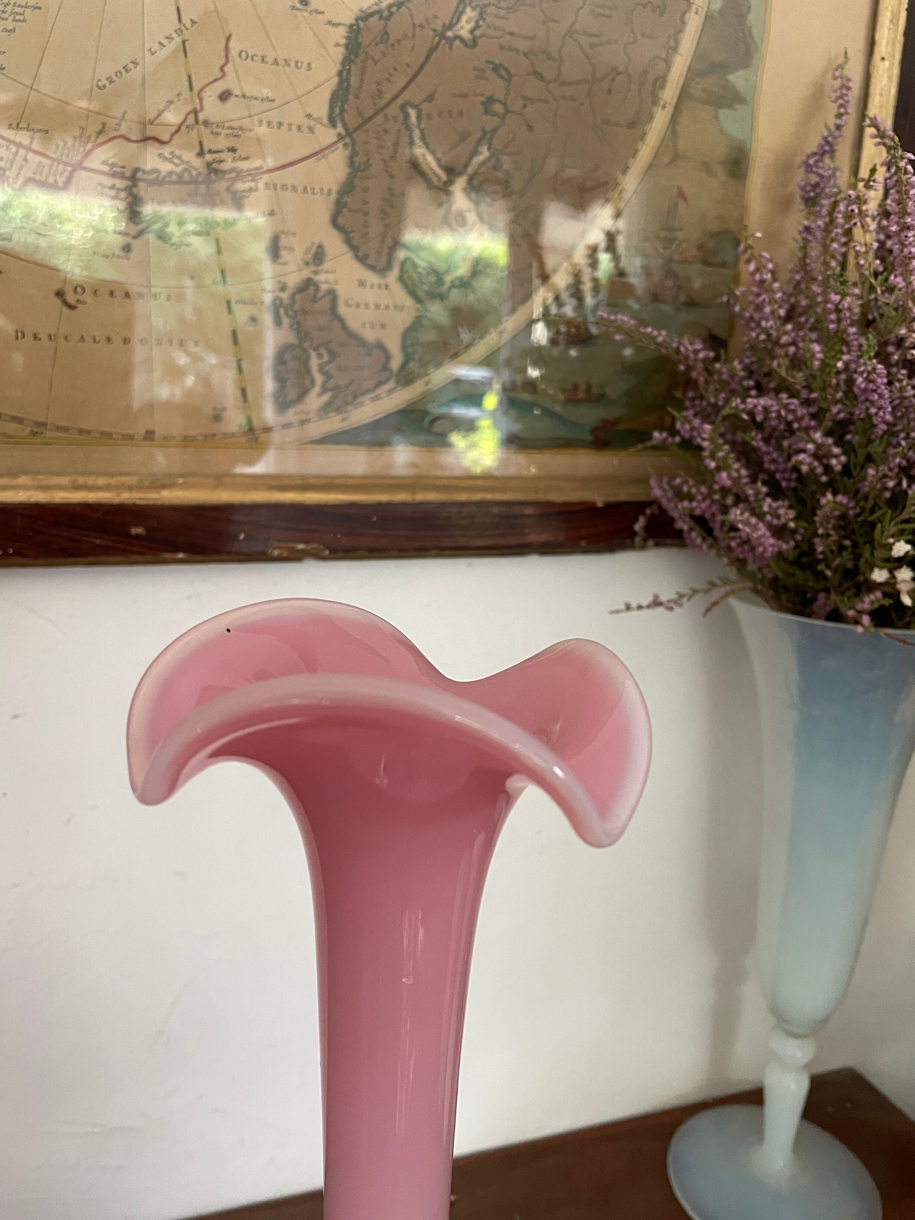 Pink opaline vase 32,5cm