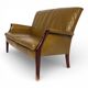 Two-seater green foam leather sofa Froxfield by Parker Knoll, 1960.