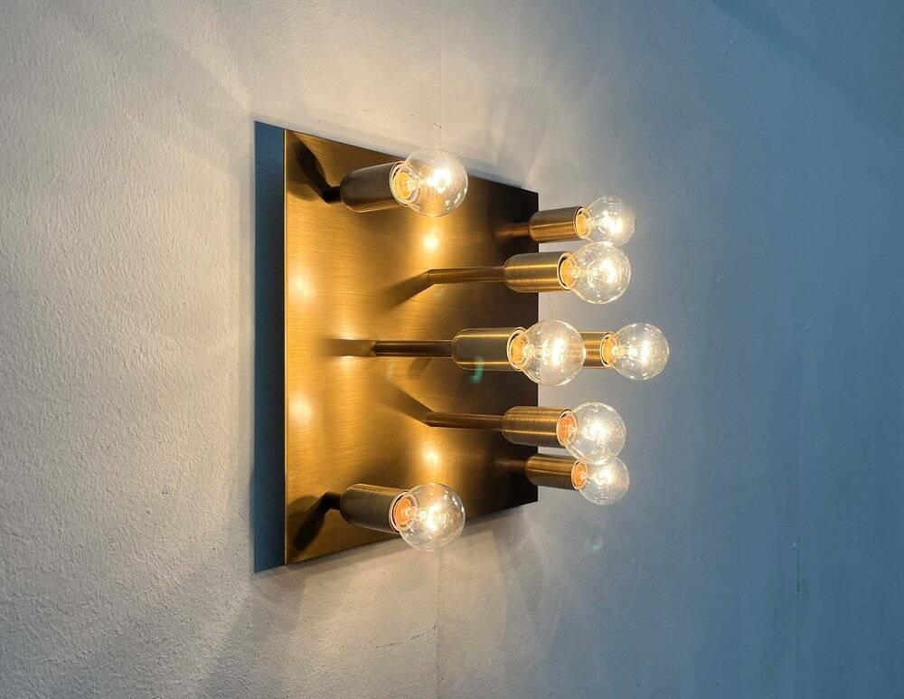 Vintage German Brass Ceiling or Wall Lamp from Sölken, 1970s
