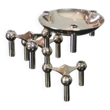 3 candlesticks and 1 modular bowl nagel 1970