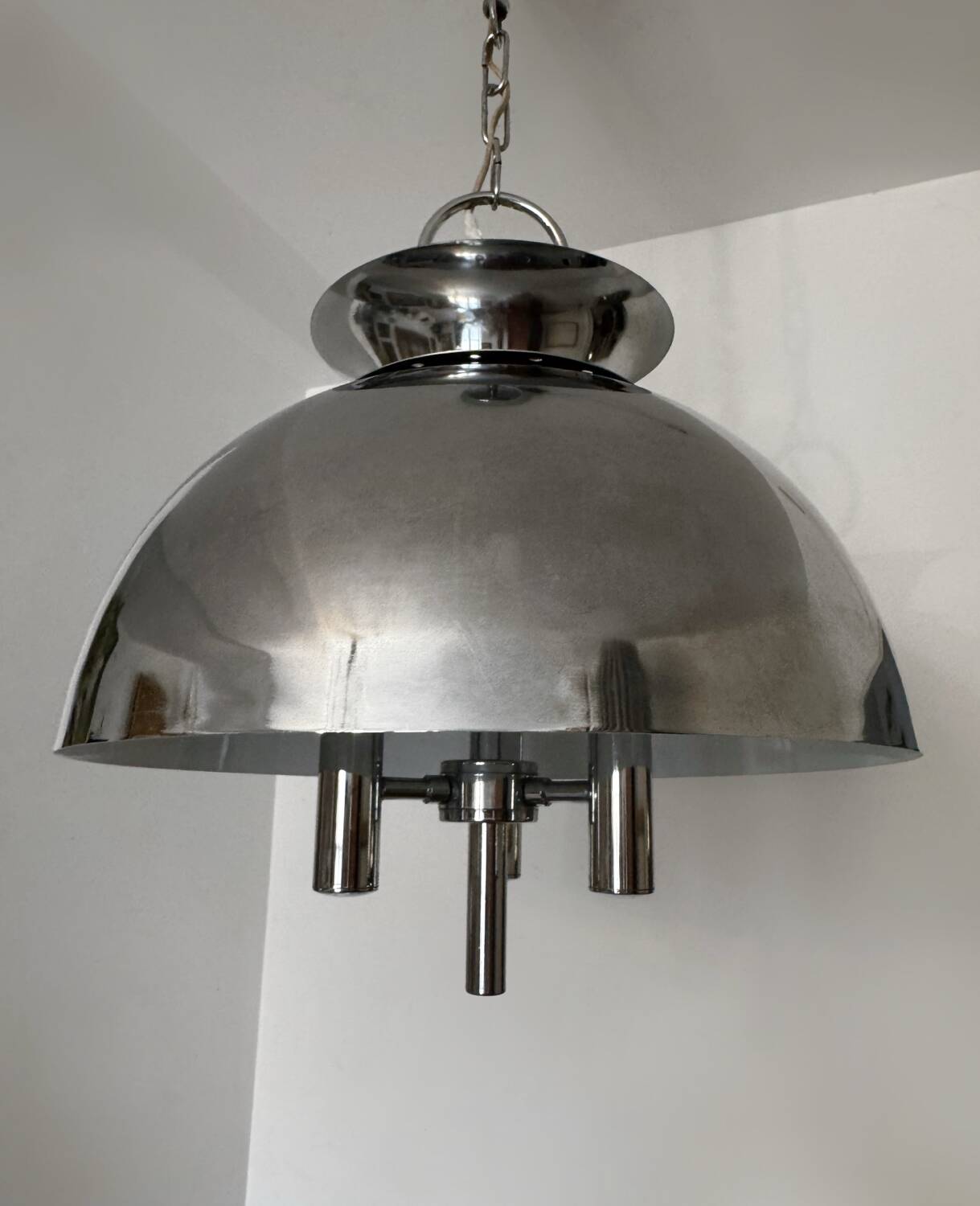 Space Age chrome design chandelier from the 70s