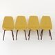 Teak dining chairs with yellow vinyl upholstery by Van Os, 1950s – set of 4